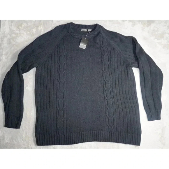 Vintage St Johns Bay Black Cable Knit Sweater; Mens XXL; Grandpa - Picture 1 of 12
